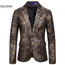 Miicoopie Мужской Блейзер модный блейзер из питона с принтом для мужчин Клубная роскошная мужская одежда дизайнерские куртки