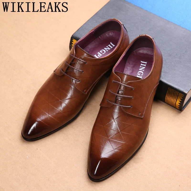 Кожаные туфли Мужские офисные свадебные Коричневые модельные модные Zapatos De Hombre