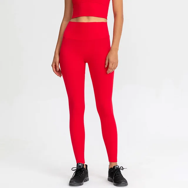 Lulu Quality Leggings Sport Women Fintess Tight High Waist Yoga Pant Butter Soft Gym Clothe 100%squat Proof Compression Athletic China red