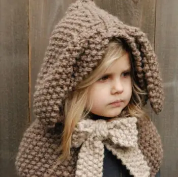 

Autumn and Winter New Children's Baby Rabbit Ears Thickened Warm Shawl Boys and Girls Hand-woven Knitted Shawl