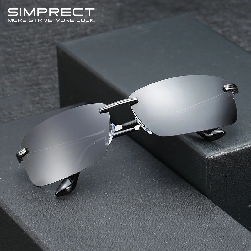 SIMPRECT поляризационные солнцезащитные очки для мужчин, квадратные солнцезащитные очки без оправы, Ретро стиль, Винтажные Солнцезащитные очки для мужчин, антибликовые водительские очки