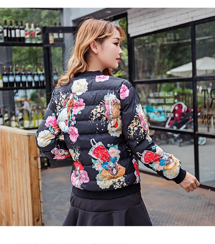 Autumn And Winter New Style Printed Small Cotton-Padded Jacket-Style Cotton-padded Clothes Short Jacket Women's Versatile S