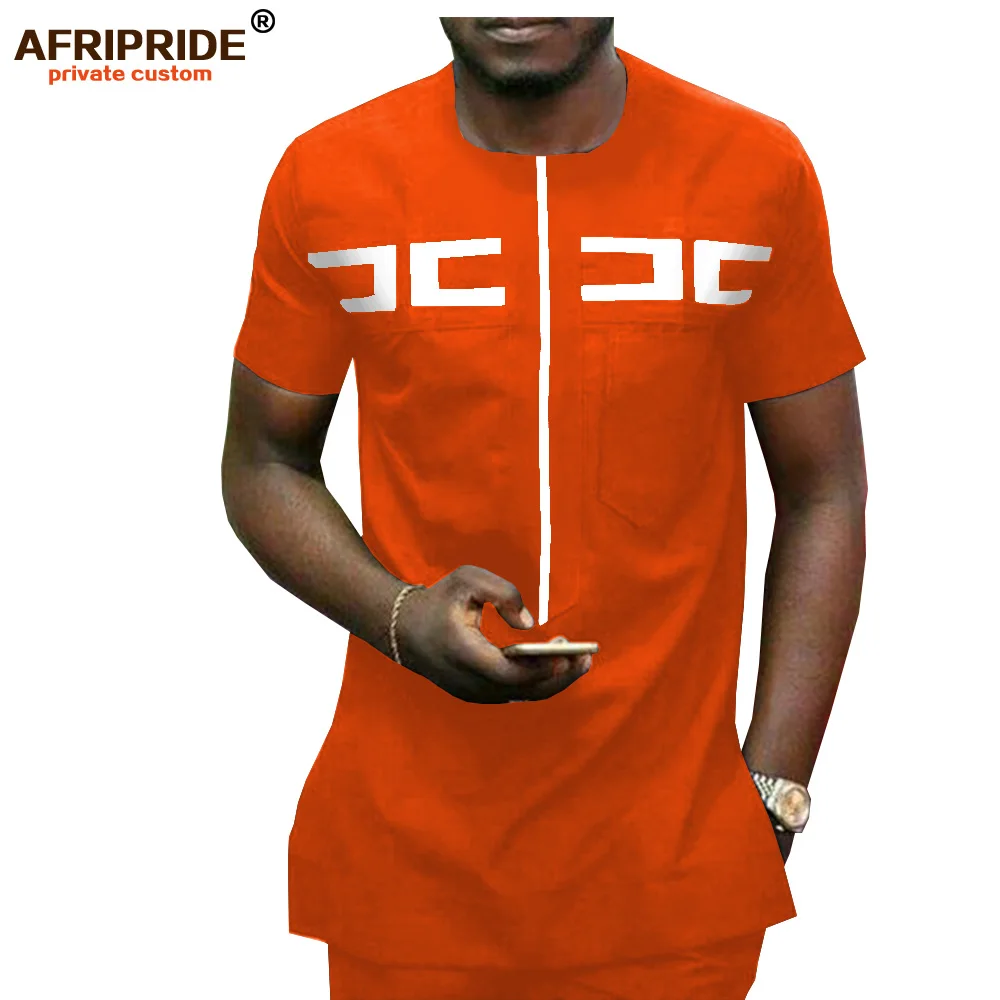 Африканская мужская одежда брюки из Анкары набор Дашики рубашка 2 шт наряд укороченный топ наряд короткий рукав Повседневный AFRIPRIDE A1916030 - Цвет: 5-11