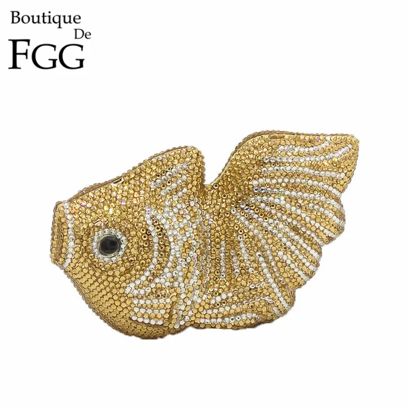 Женские сумочки с кристаллами Boutique De FGG женские золотыми рыбами жесткий чехол