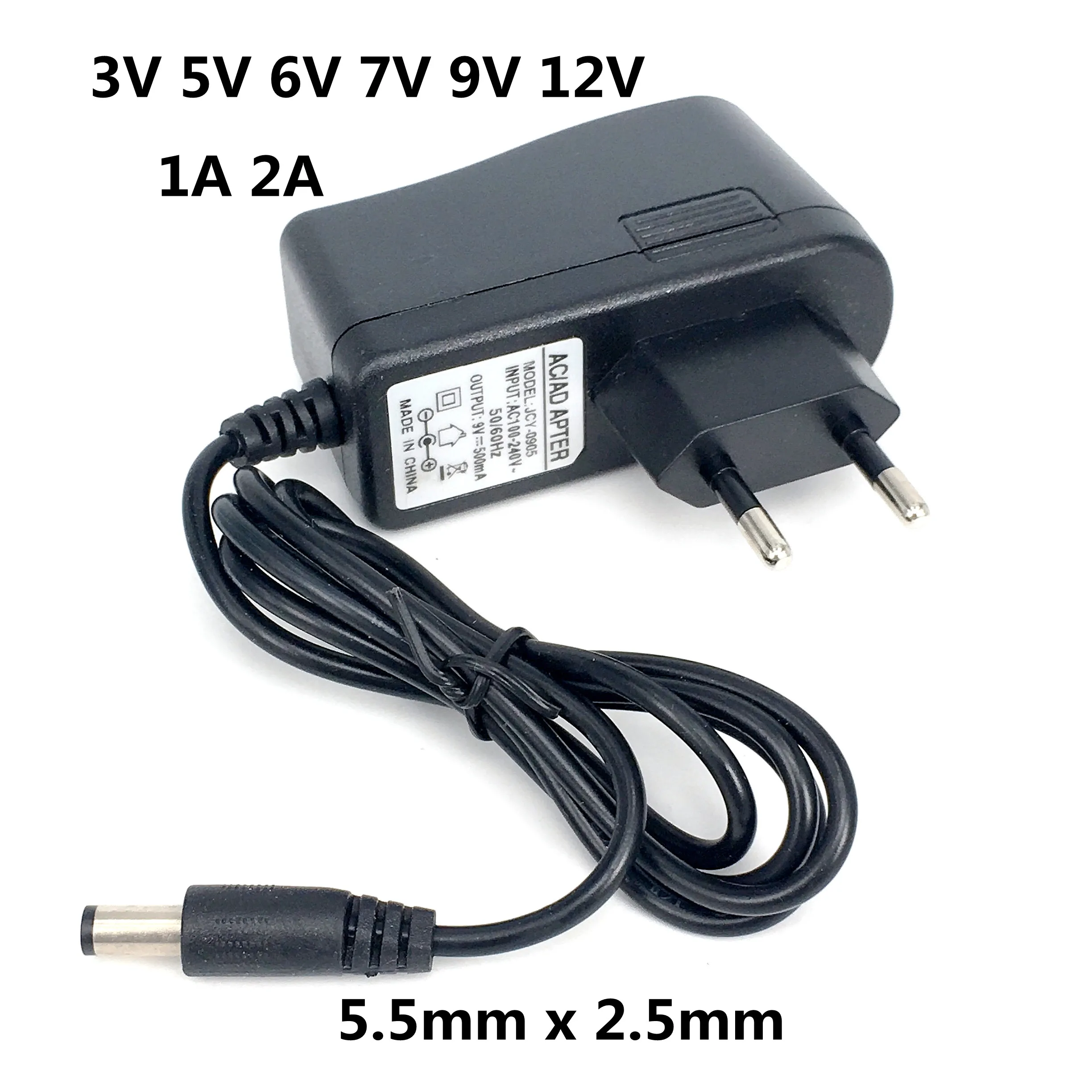 1 шт. 100-240 В AC к DC адаптер питания зарядное устройство 3V 5V 6V 7V 9V 12V 1A 2A вилка ЕС 5 мм x 2 |