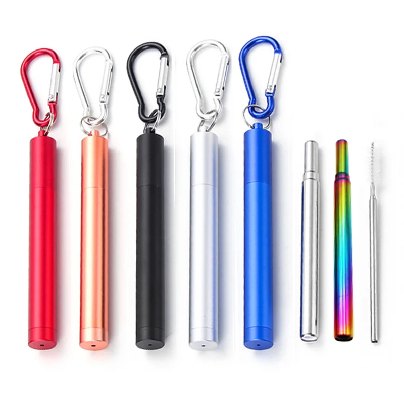 

18/10 Stainless Steel Telescopic Drinking Straw Portable straw For Travel Reusable Collapsible Metal Drinking Straw With Brush