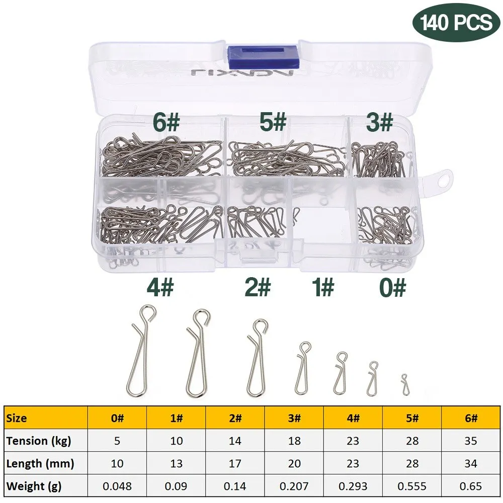 

140Pcs Mixed Stainless Steel Fishing Snaps Set Fishing Line Bait Connectors Carp Fishing Accessories
