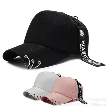

Fshion Men and Women Black Snapback Baseball Hat and Cap with Rings Trucker Hats and Caps Hip Hop Pink and White