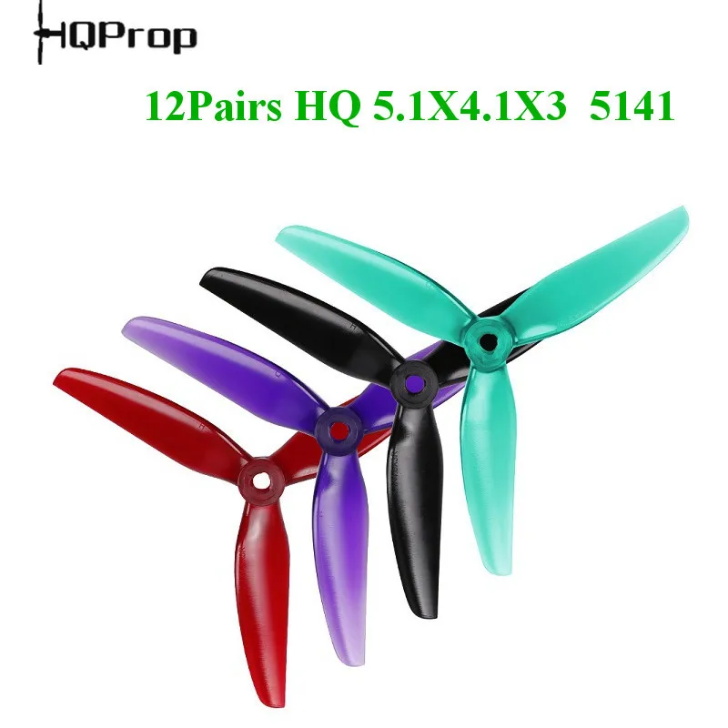 

12Pairs 24PCS HQprop HQ 5141 5.1X4.1X3 5.1inch 3 blade/tri-blade Propeller Prop POPO for T-Motor Motor FPV RC Racing Drone