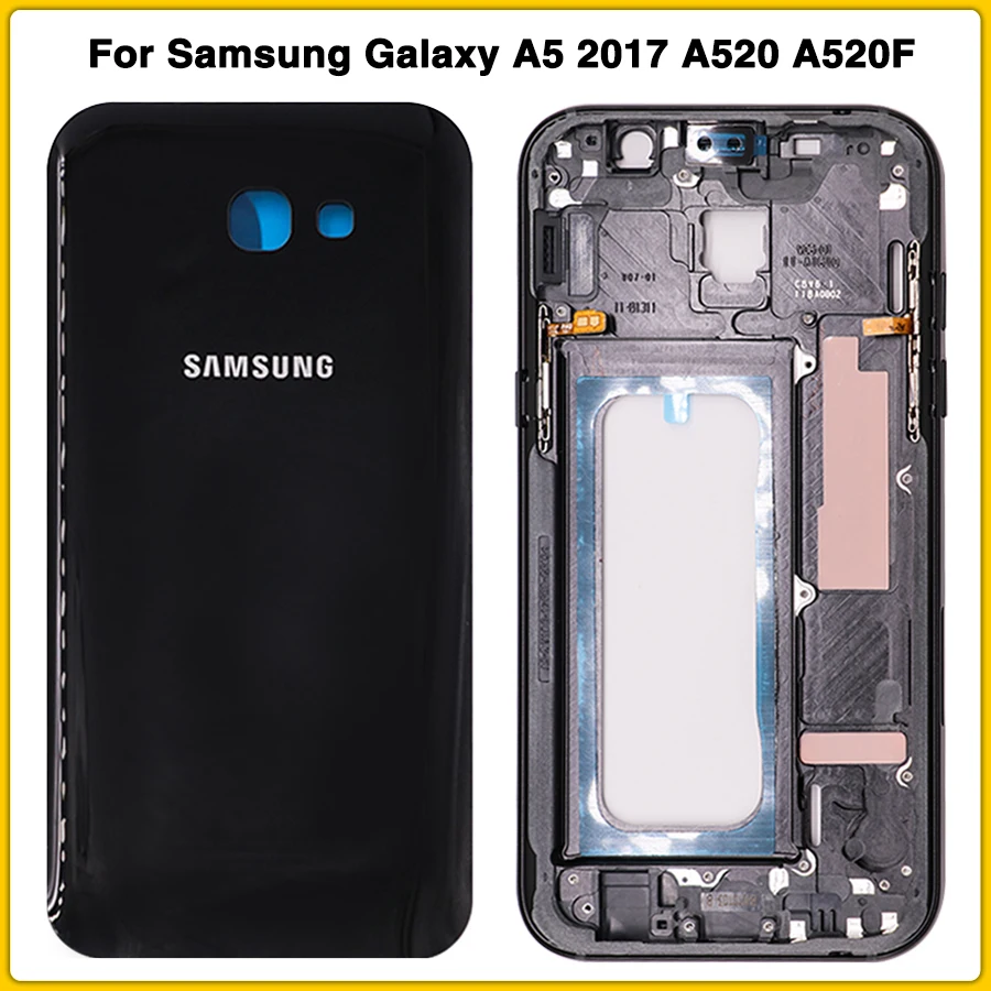 Полный корпус чехол для Samsung Galaxy A5 A520 A520F Средний Шасси рамка+ батарея задняя крышка Дверь задняя крышка