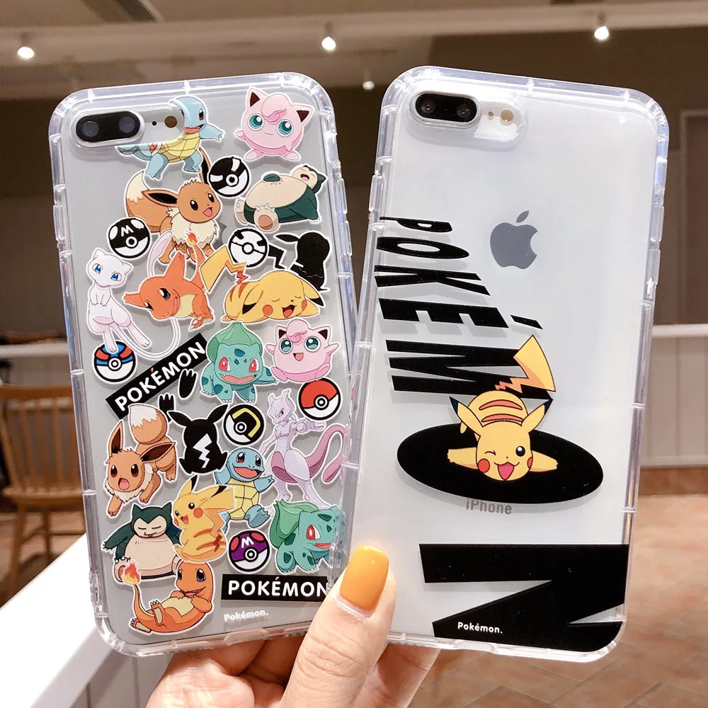 Cute Cartoon Pikachue Case For Iphone 11 Pro X Xr Xs Max 8 7 6s Plus Funny Pocket Elf Soft Silicone Transparent Case Cover Shell Fitted Cases Aliexpress