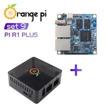 Pomarańczowy Pi R1 Plus + czarna obudowa ABS, Router SBC OpenWRT z podwójnym GbE,1GB Rockchip RK3328, obsługa systemu Android 9/Ubuntu/Debian OS