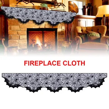 

Black Lace Shawl Halloween Buffet Table Spiderweb Window Curtains Fireplace Mantle Scarf 20"*80" Party Supplies Wedding