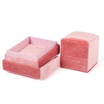 

Fashion Pink Velet Necklaces Gift Boxes For Female Jewelry Wedding Rings Key Chain Earrings Display Packaging Cases Six Colors
