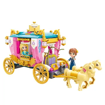 

458Pcs Pink Princess Carriage Royal Parade Model Bricks Building Blocks Set Kit Figure Educational Toys For Kids Girls Xmas Gift