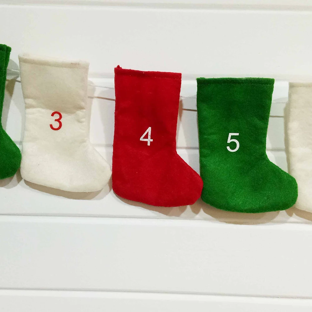 24 шт Вечерние Рождественские Чулки 24 обратный отсчет в днях домашний орнамент подвесной носок Advent календарь DIY Подарочная сумка Дерево