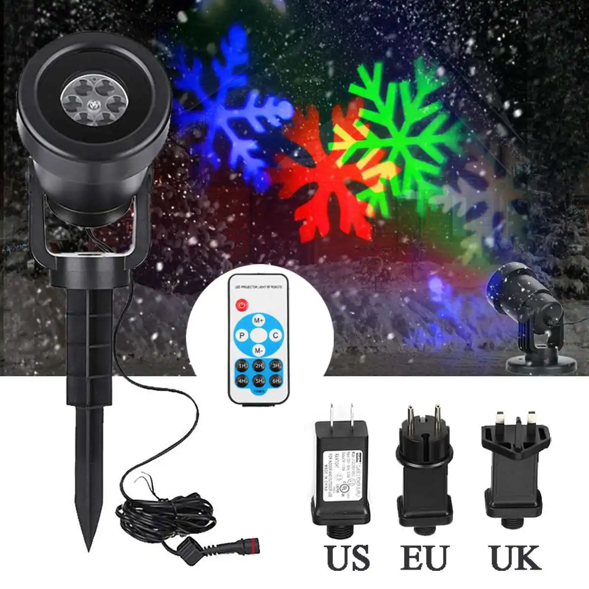 

LED RGB Remote Snow Laser projector garden light outdoor waterproof holiday lighting Christmas tree Santa Claus 12 Patterns
