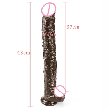 43 Cm New Coffee Color Super Long Dildo Realista Can Strapon Suction Cup Dildo Big Realistic Dildos for Women Horse Large Soft 2