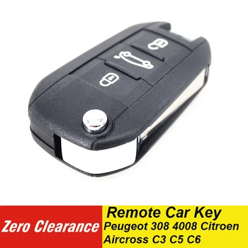 

HUF8435 Zeroclearance 3 Button 4A Chip Remote Flip Key Folding Car Key 433MHz For Peugeot 308 4008 for Citroen Aircross C3 C5 C6