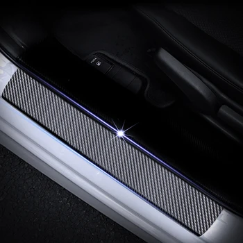 

Car Styling Carbon Fiber Vinyl Sticker Car Door Sill Protector Scuff Plate Door sill guard For SKODA FABIA Car Accessories 4Pcs