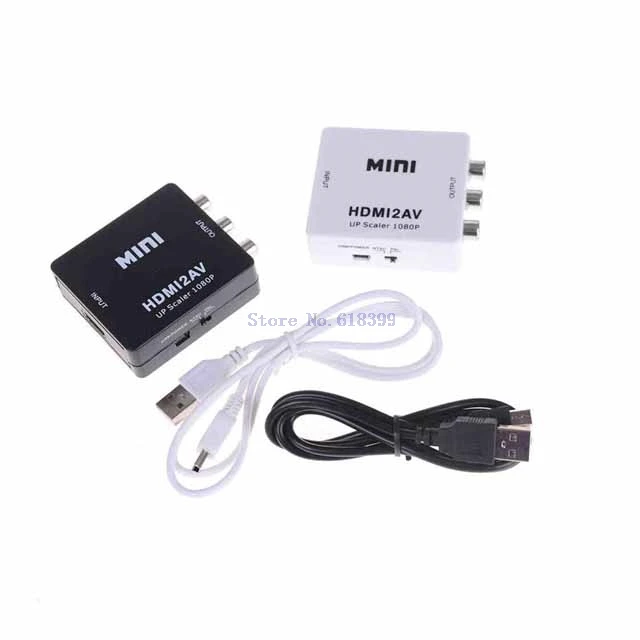 

A19-- TO AV Scaler Adapter 2AV HD Video Converter Box to RCA AV/CVSB L/R Video 1080P Support NTSC PAL