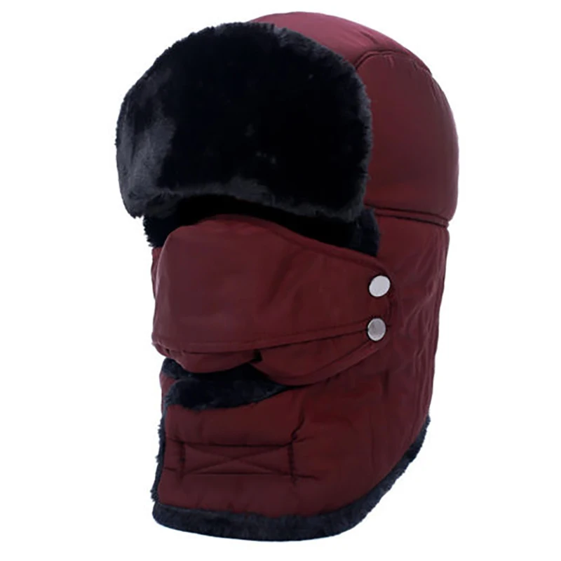 Fashion Trapper Hat Snow Cap Waterproof with Mask Windproof Winter Russian Ski Cap New Sports Ushanka Earmuffs