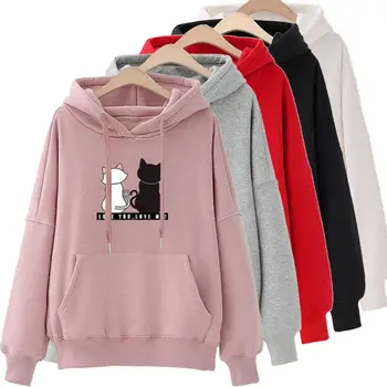 

Hoodies Women 2019 Autumn Cat Print Women Hoodies Women Long Sleeve Tops Hoodies Mujer Warm Winter Jacket Women Tracksuit