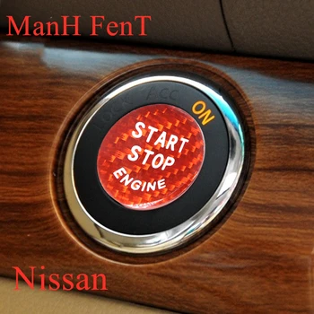 

ManH FenT For Car Nissan Teana Murano Real Carbon Fiber Star Stop Engine Push Button Ignition Switch Decoration Sticker Cover