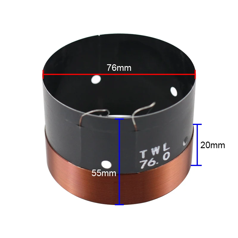 Bobina de Voz para Graves Fios de Cobre Preto de Alumínio Bobina de Voz de Alta Potência para Alto-falante Duas Camadas Esqueleto 500w-680w 2 Peças 76mm 6ohm - Image 2