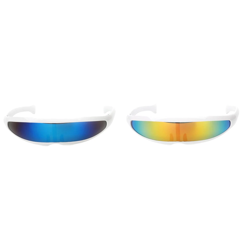 2 pcs Futuristic Mirrored Lens Narrow Cyclops Sunglasses Eyewear Glasses Costume Props 2 pcs Futuristic Mirrored Lens Narrow Cyclops Sunglasses Eyewear Glasses Costume Props
