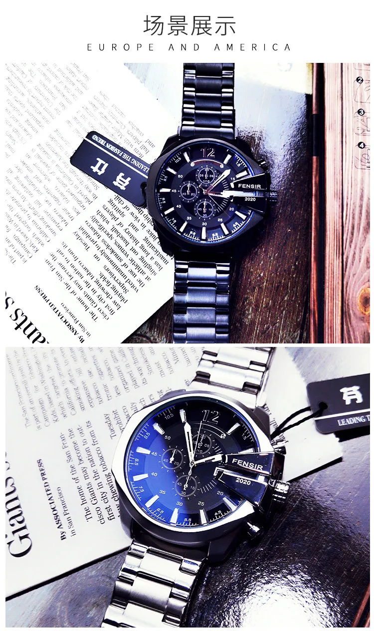 Big Dial Watch For Men Wrist Watches 2022 Stainless Steel Calendar Waterproof Creative Quartz Watches relogio masculino New