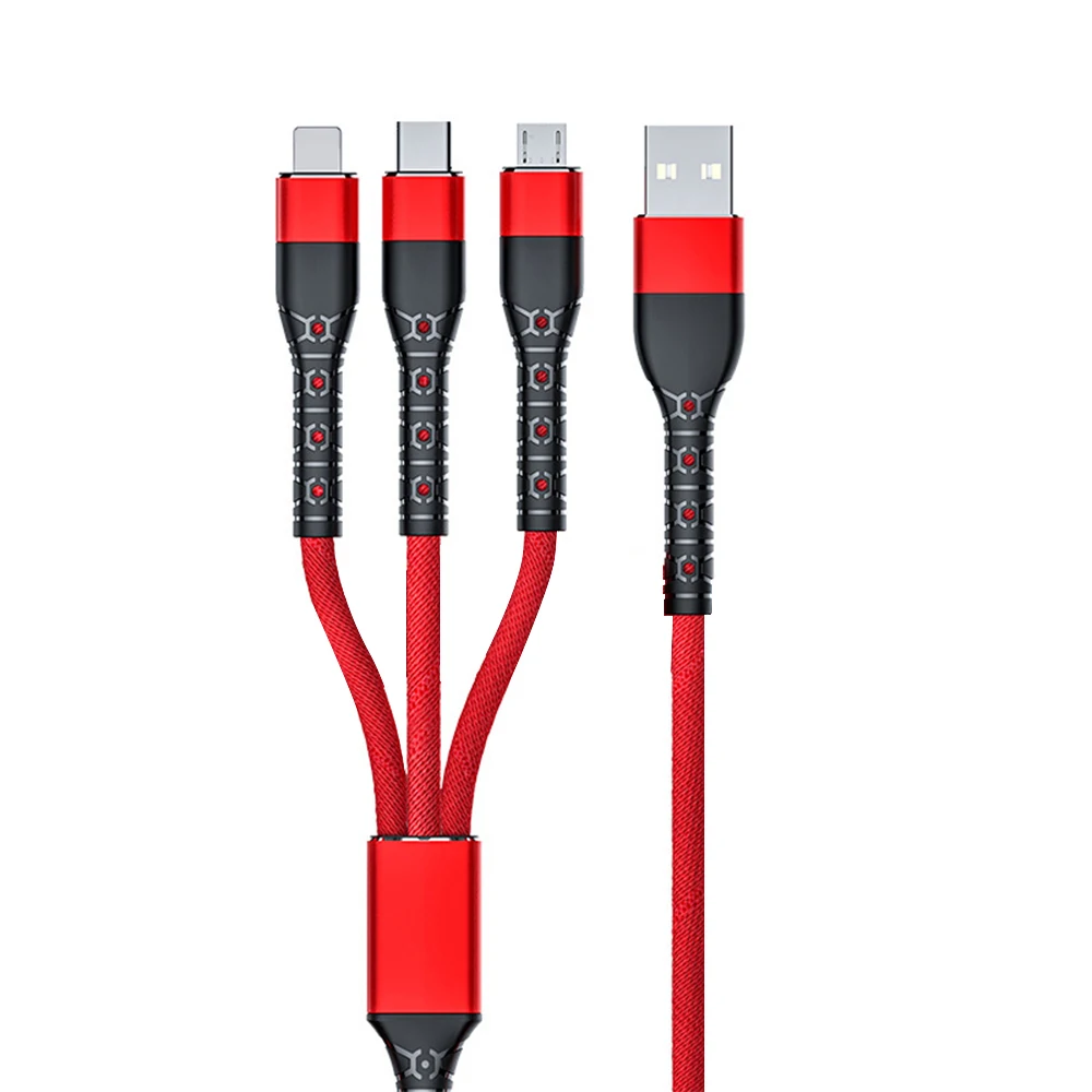 3 in 1 6A USB Cable Fast Charger Wire Type C/Micro USB/iOS Data Cable For Apple Android Xiaomi Huawei  Mobile Phone  Chargers3 in 1 USB Cable 6A Fast Charging Wire Quick Charger Type-C/Micro USB/iOS Data Cable For Apple Android Mobile Phone Accessories charger type for android Cables