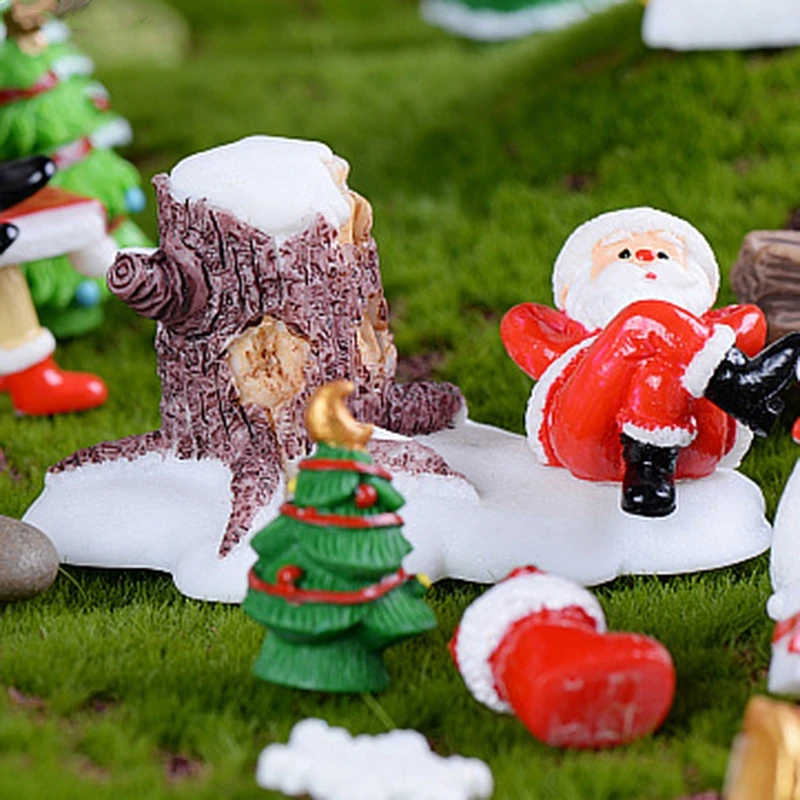 Miniature Resin Christmas Series Micro Garden Plant Bonsai Dollhouse Decorations Y4UE