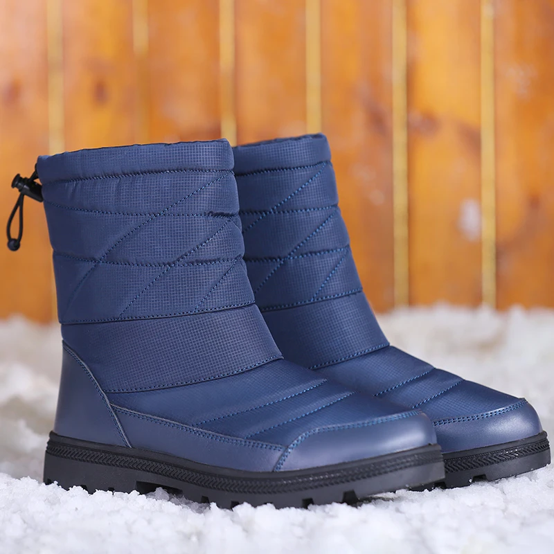 Ifrich Hot Snow Boots For Men Inside Fur Hunting Boots Man Brand Winter Warm Men Boots Black Blue Mens Large Size Boot