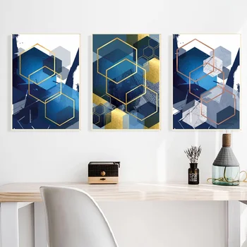 

Abstract Landscape in Blue Art Poster Canvas Print Wall Pictures for Living Room No Frame