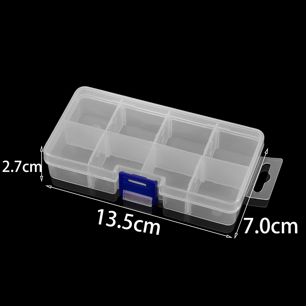 Все виды пластиковых регулируемых квадратных/круглых прозрачных аксессуаров для ювелирных изделий, бусин, таблеток, коробка для хранения ногтей, чехол-Органайзер - Цвет: 13.5 x 7.0 x 2.7CM