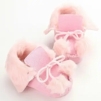 

Winter Thick Warm Plush Lined Baby Girl Boy Crib Shoes Unisex Infant Baby Walking Shoes First Walkers For Newborns