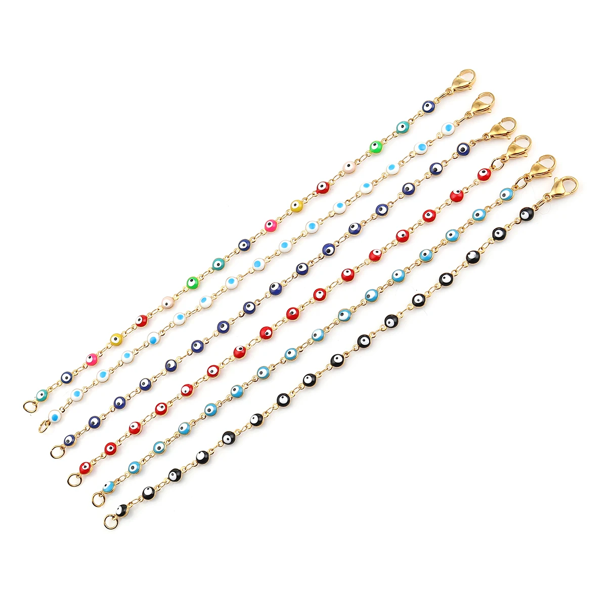 Bracelet Jewelry 304 Stainless Steel Gold Color Link Chain Multicolor Evil Eye Enamel For Women Man 1 Piece 19.2cm