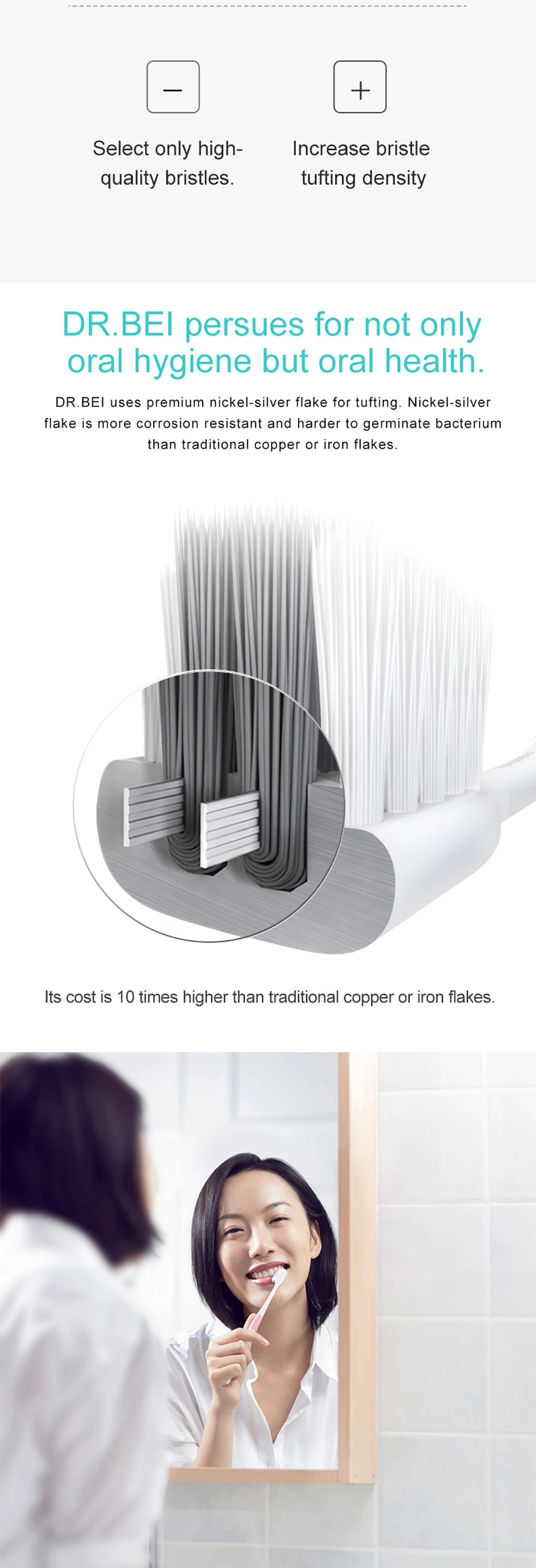 Opcional com Nano Toothbrushe para 4 Xiaomi Youpin Cores Portátil Ultra-fino Cerdas Onda Plana Dentes Cabeça Viagem Dr. Bei um 7 portátil opcional com nano ultra-fino cerdas onda