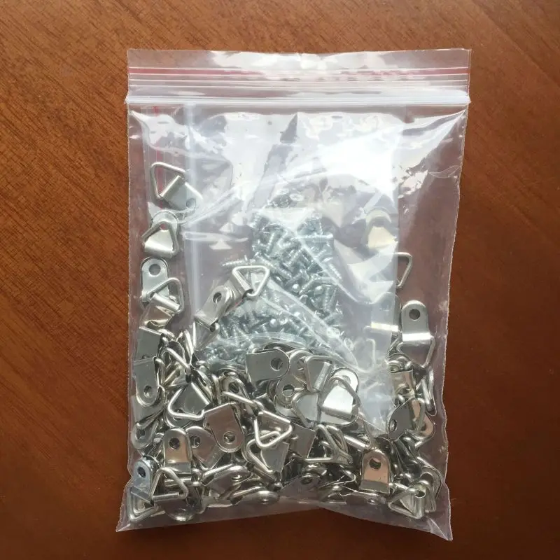 D Ring Hanging Picture Frame Strap Hanger Hooks with Screws 100pcs 50PB picture frame hanger