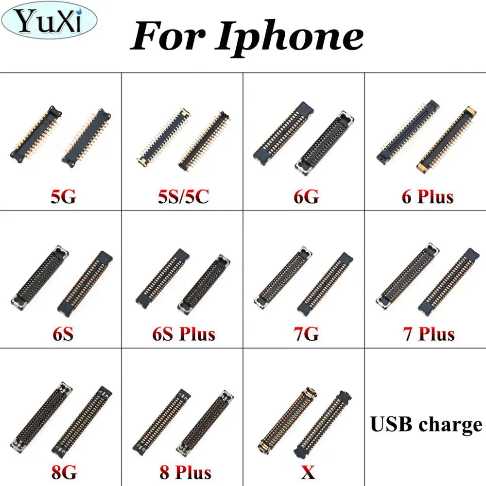 USB коннектор для зарядного устройства YuXi FPC iPhone 5 5S 5C 6 6S 6SP 7 8 Plus X на материнской