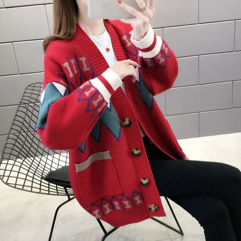 

Women's spring and autumn 2020 new fashion early spring women's sweater knitted cardigan loose outerwear spring