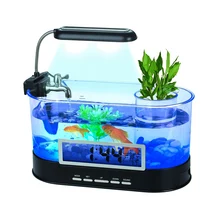 1.5L мини аквариумный аквариум usb-аквариум с светодиодный дисплей светодиодный экран и часы аквариум черный/белый D20
