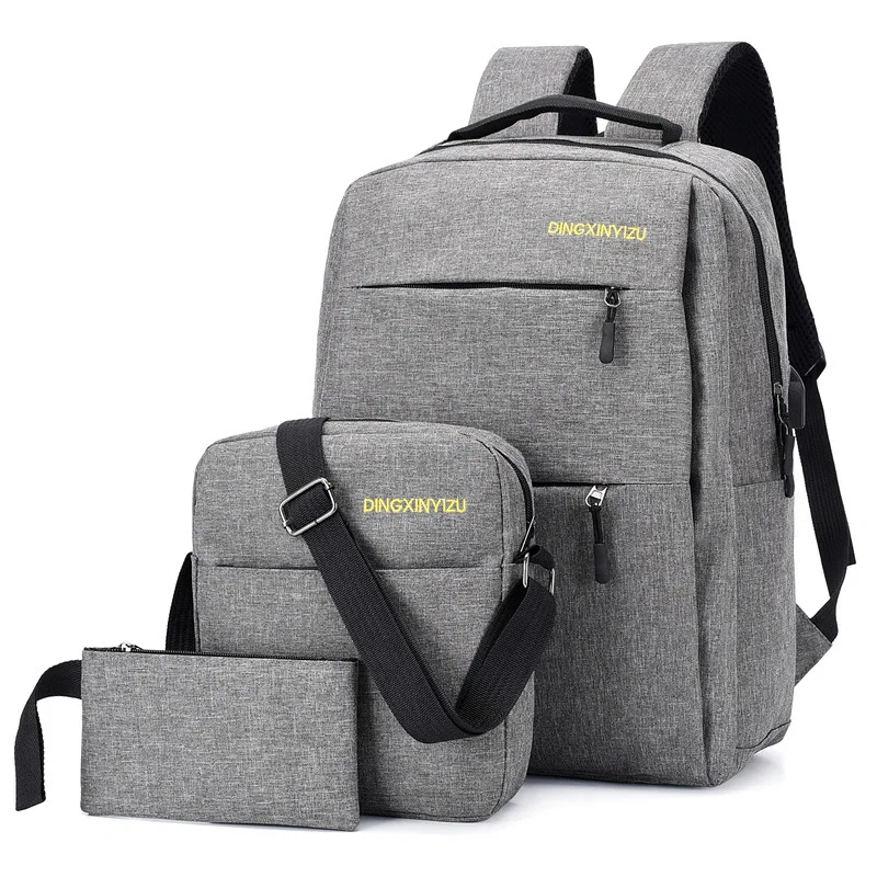 

2019 New Style Cross Border-Style Korean-style Casual Backpack Middle School Students School Bag Computer Backpack Three-piece S