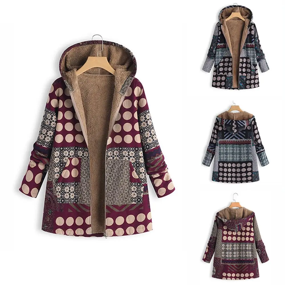 

2019 New Women Zipper Long-Sleeved Large Size Thickening Cotton-Padded Jacket