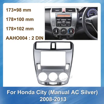

2 Din Car Radio DVD Player Frame for Honda City 2008-2013 Manual AC Silver Installation Refitting Plate Trim Kit