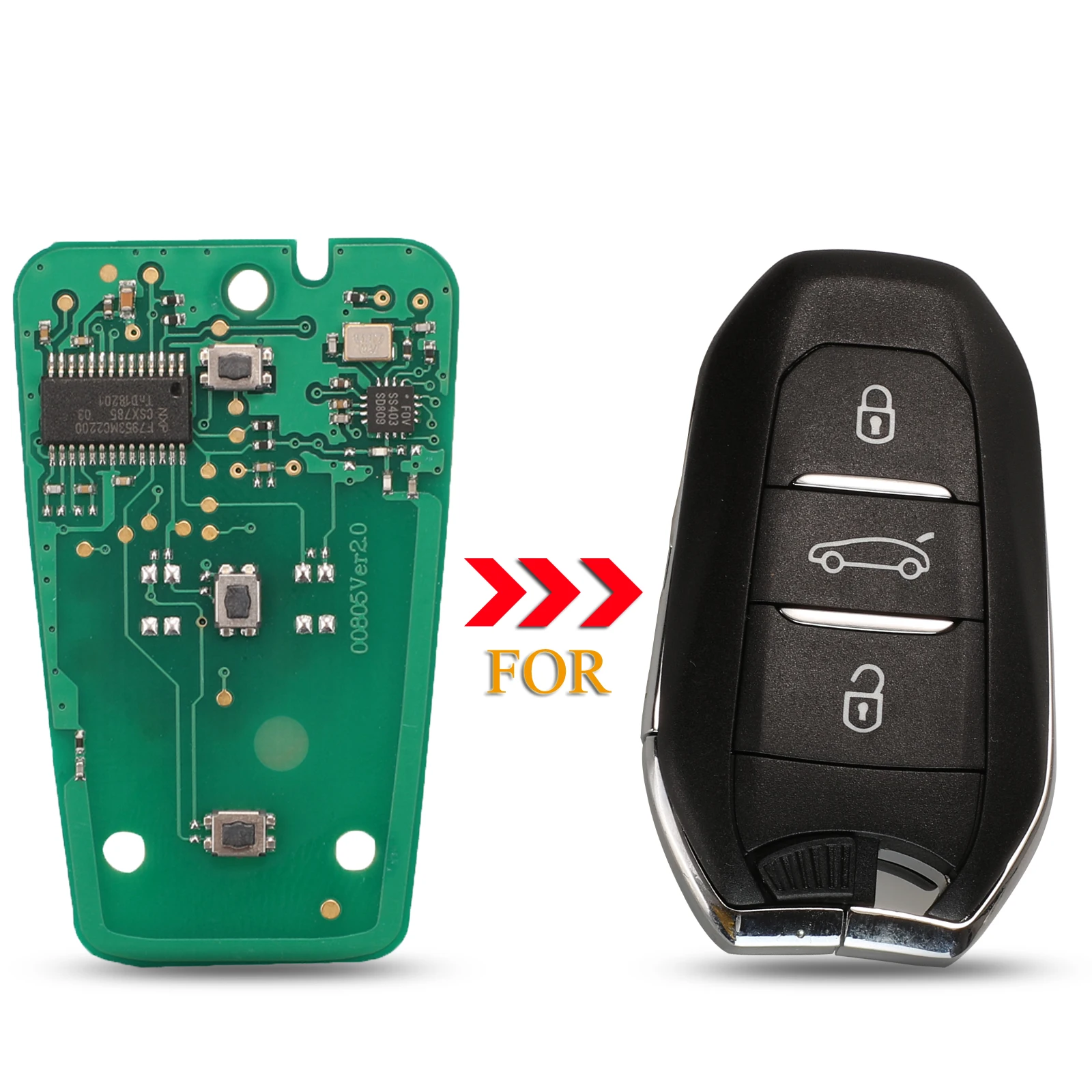 Kutery 3 кнопки дистанционный ключ цепь 433 МГц 4A чип для Citroen Peugeot 208 308 508 3008 C4 DS4 DS5