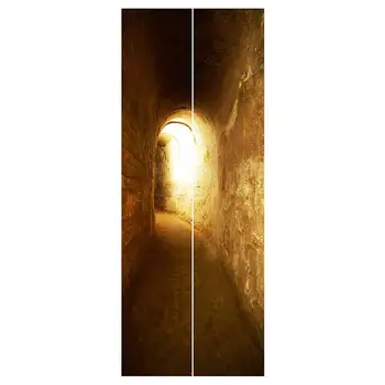 

2PCS In 1 Set 3D Door Wall Sticker Environmental Friendly Chic Wall Decal Wall Sticker for Living Room