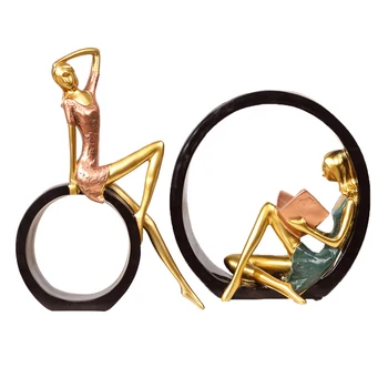 

Creative Resin Reading Girl Figurines Miniature Model Lady Character Furnishings Desktop Crafts Home Decoration Birthday Gifts