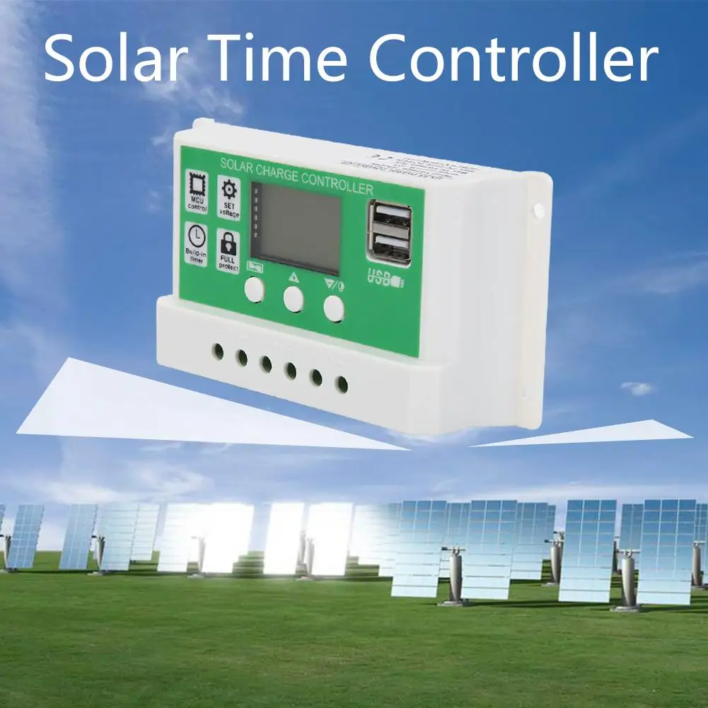 

LCD Digital Display Dual USB Output Solar Panel Charge Controller PV Regulator Complete Three-Stage PWM Charging Management